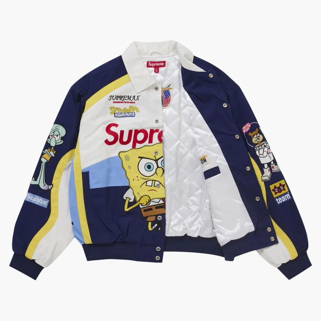 Supreme Spongebob Squarepants Jeff Hamilton Racing Jacket White - Image 3