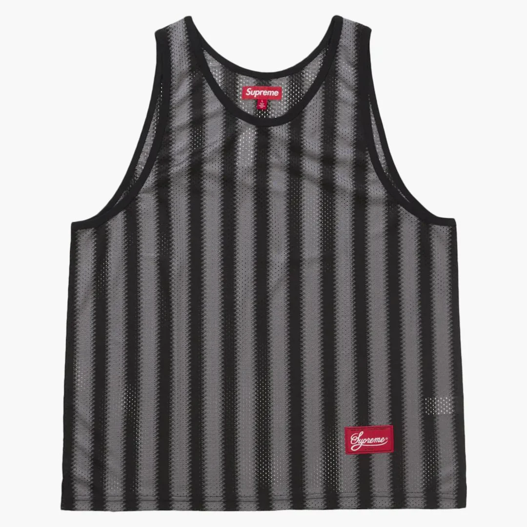 Supreme Stripe Mesh Tank Top Black