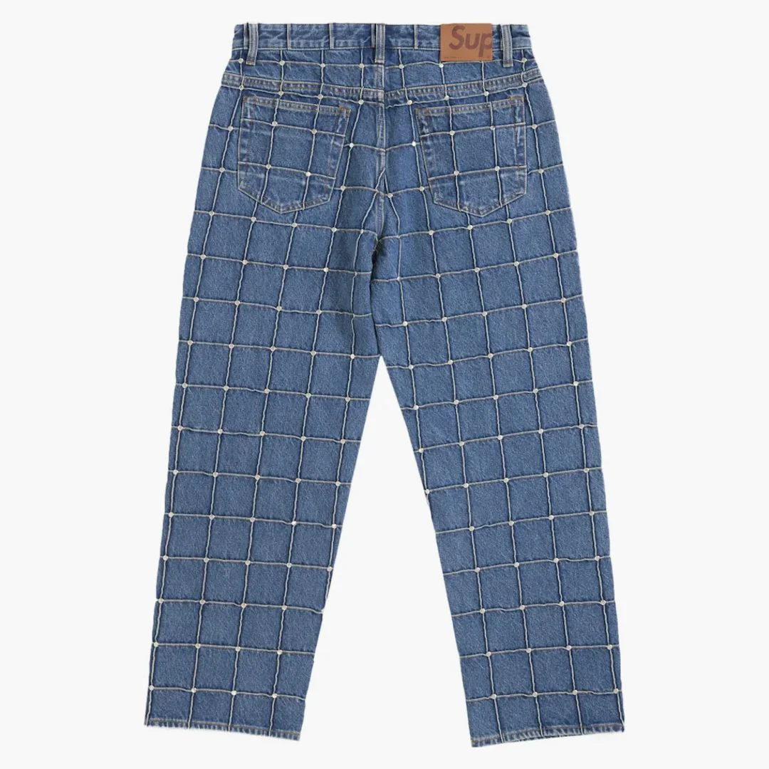 Supreme Studded Seam Loose Fit Jean Blue - Image 2