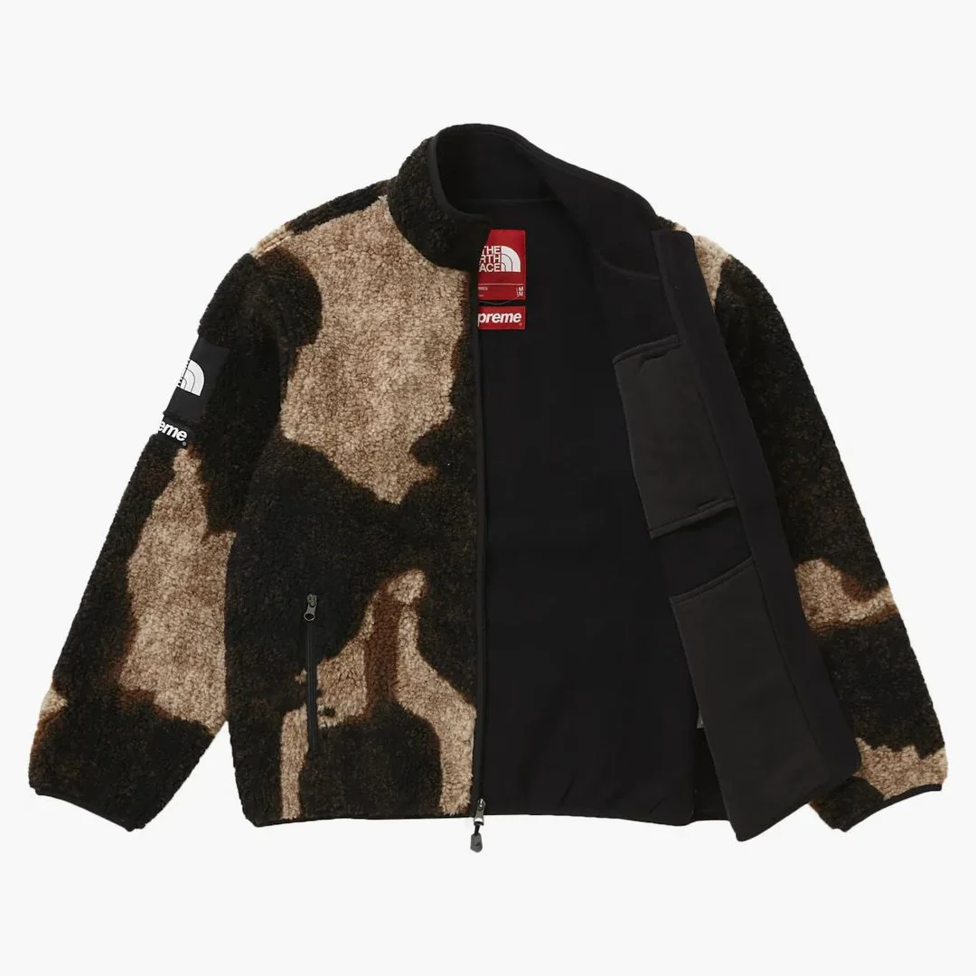Supreme The North Face Bleached Denim Print Fleece Jacket Black - Image 2