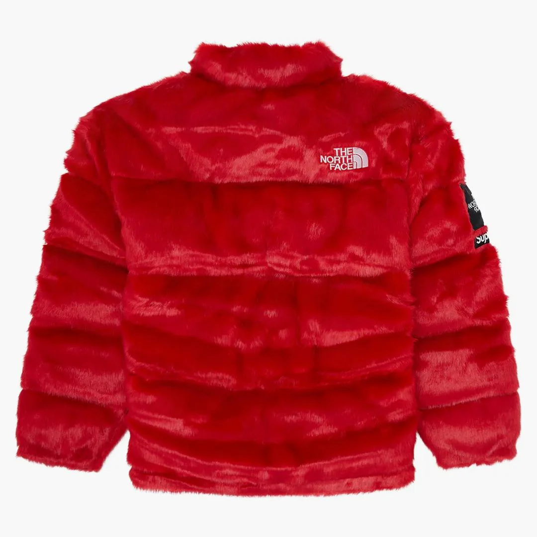 Supreme The North Face Faux Fur Nuptse Jacket Red - Image 2