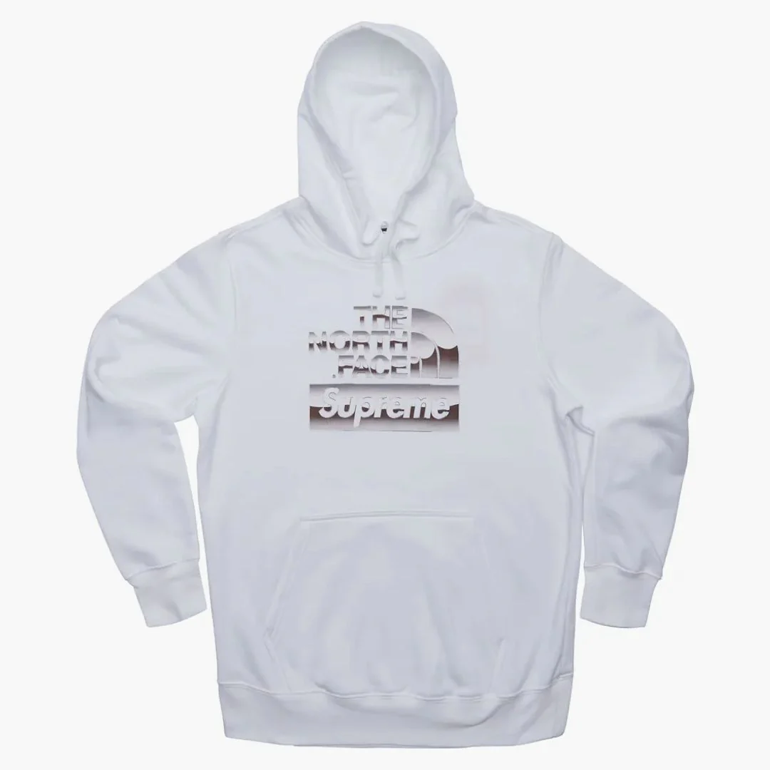 Supreme The North Face Metallic Logo Hooded Sweatshirt White - Image 2