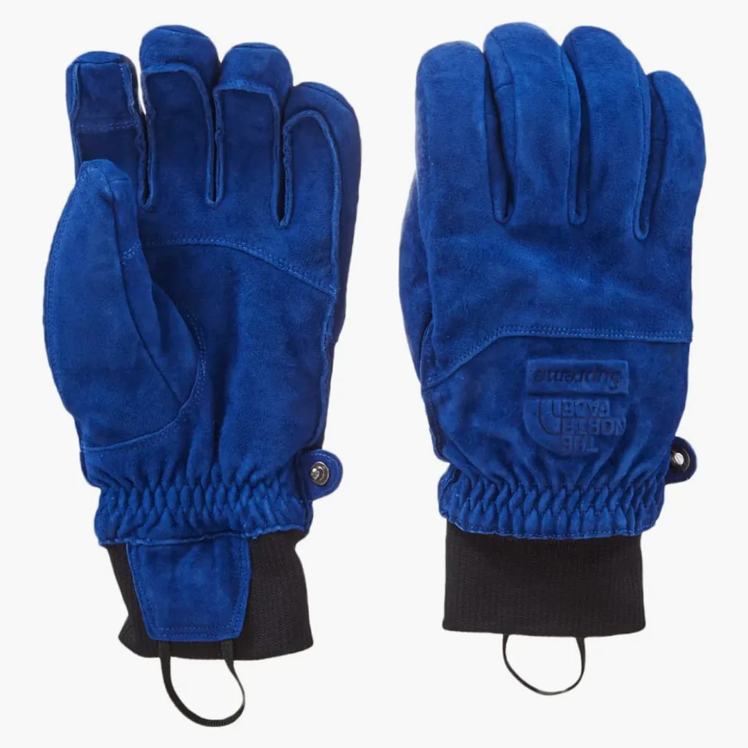 Supreme The North Face Suede Gloves Blue - Image 2