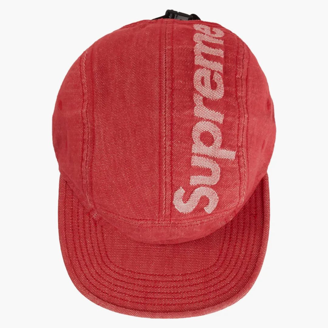 Supreme Top Logo Denim Camp Cap Red - Image 2