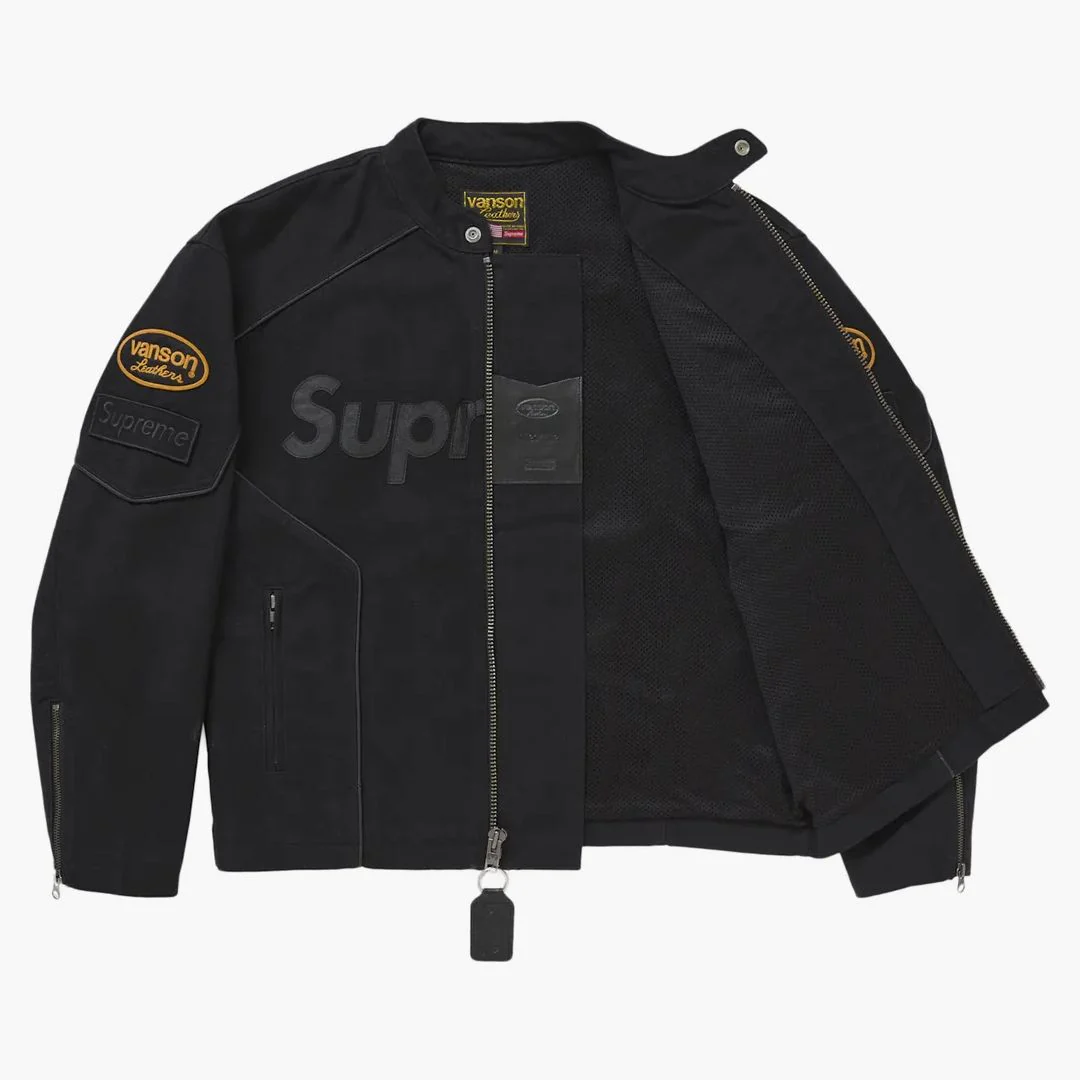 Supreme Vanson Leathers Cordura Cotton Jacket Black - Image 3