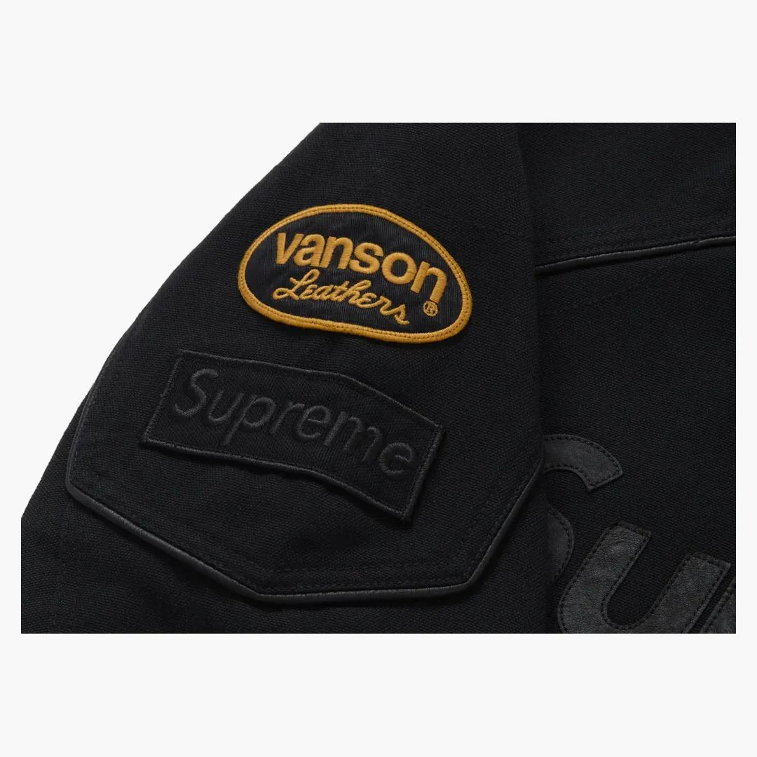 Supreme Vanson Leathers Cordura Cotton Jacket Black - Image 4