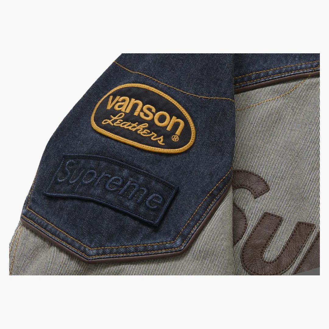 Supreme Vanson Leathers Cordura Cotton Jacket Denim - Image 3