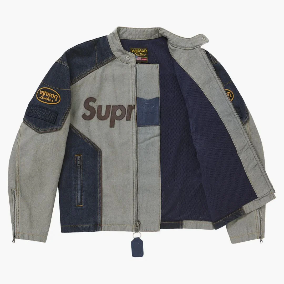 Supreme Vanson Leathers Cordura Cotton Jacket Denim - Image 4