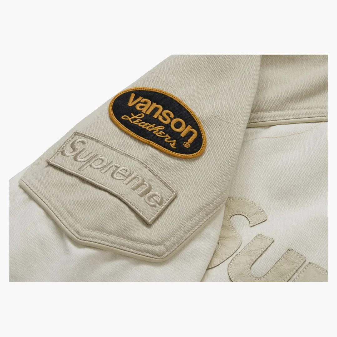 Supreme Vanson Leathers Cordura Cotton Jacket White - Image 2