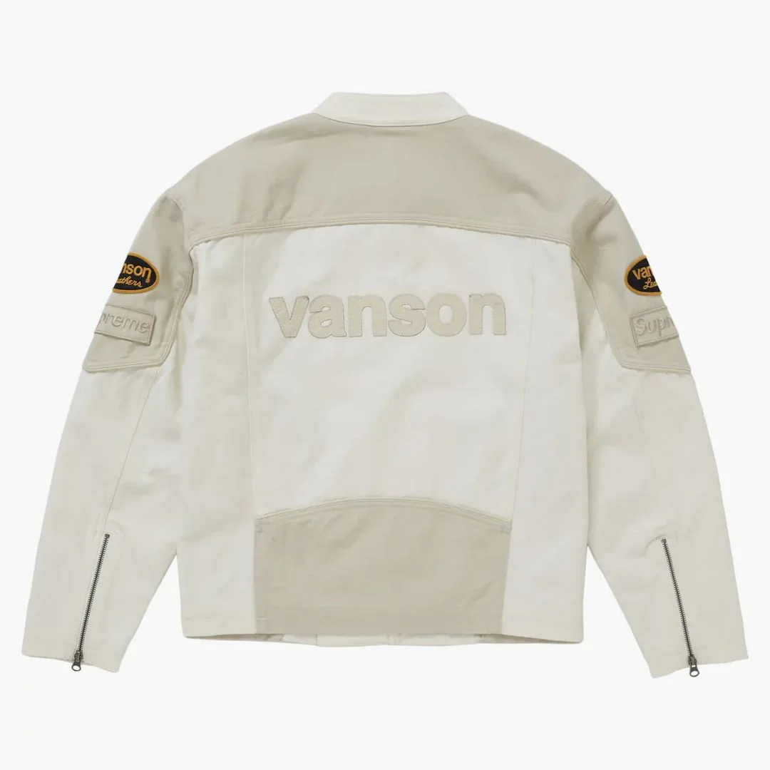 Supreme Vanson Leathers Cordura Cotton Jacket White - Image 4