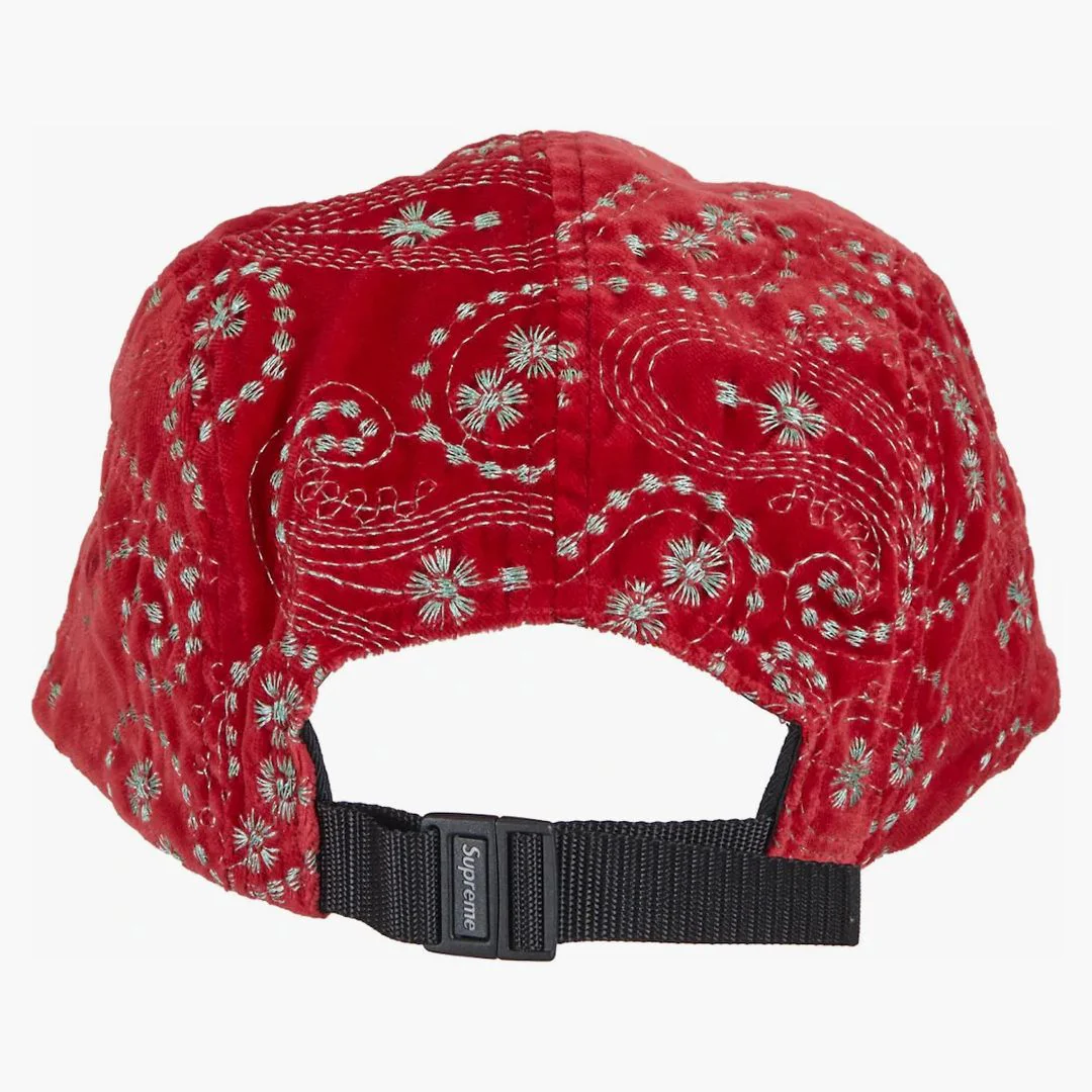Supreme Velvet Paisley Camp Cap Red - Image 2