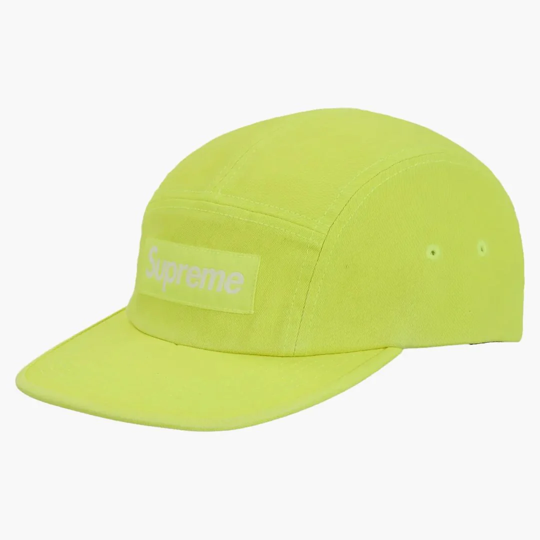 Supreme Washed Chino Twill Camp Cap (fw25) Fluorescent Green