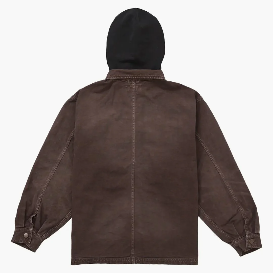 Supreme Worn Hooded Chore Coat Brown - Image 2