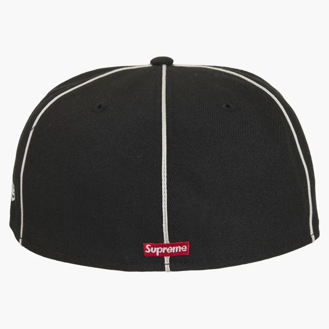 Supreme X New Era Piping Script Logo Cap Black - Image 2