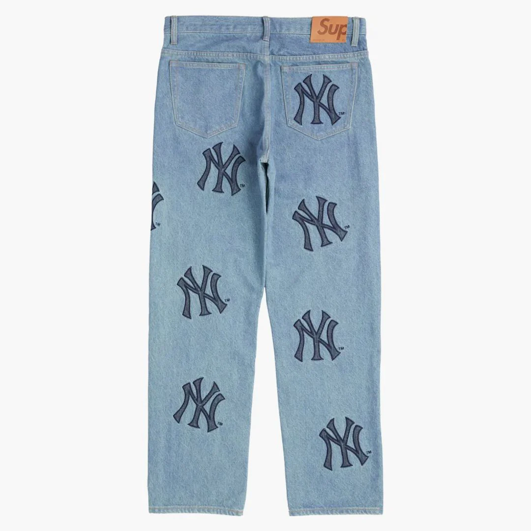 Supreme X New York Yankees Regular Jean Washed Blue - Image 2