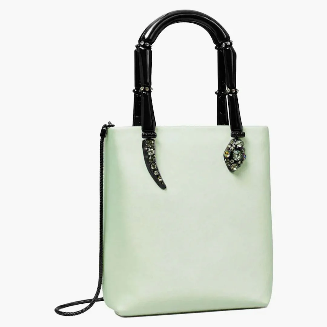 Tory Burch Key Item Satin Snake Handle Mini Tote Bag Mint - Image 2