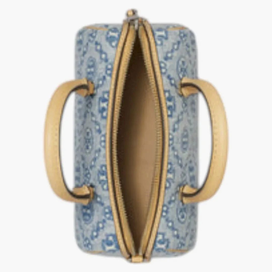 Tory Burch T Monogram Denim Mini Barrel Bag Powder Blue - Image 2