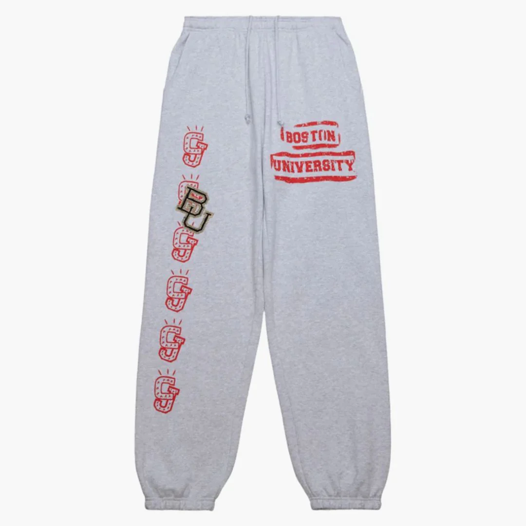 Travis Scott X Mitchell & Ness Boston University Classic Sweatpants Heather Gray - Image 2