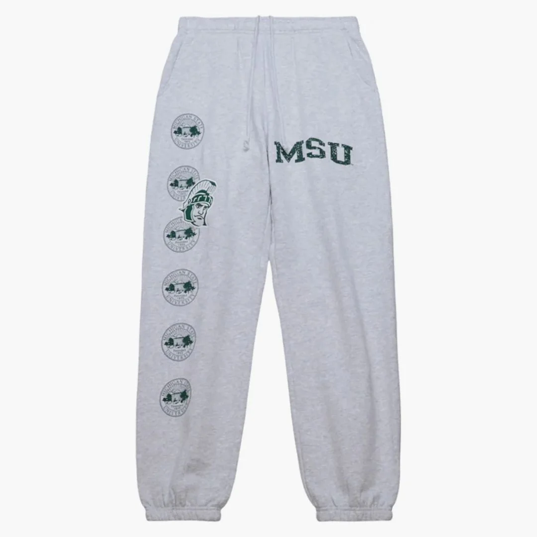 Travis Scott X Mitchell & Ness Michigan State Spartans Classic Sweatpants Heather Gray