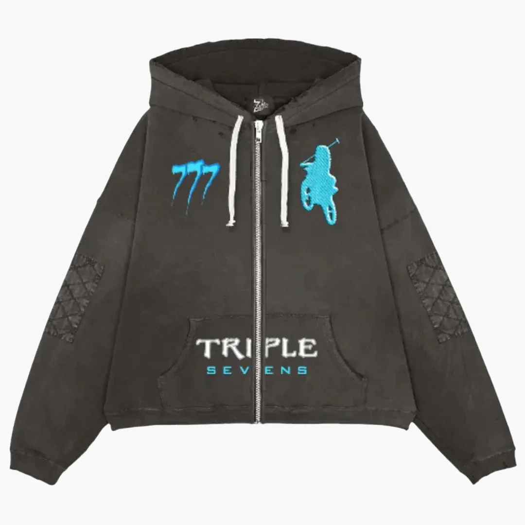 Triple Sevens Moto Black Hoodie