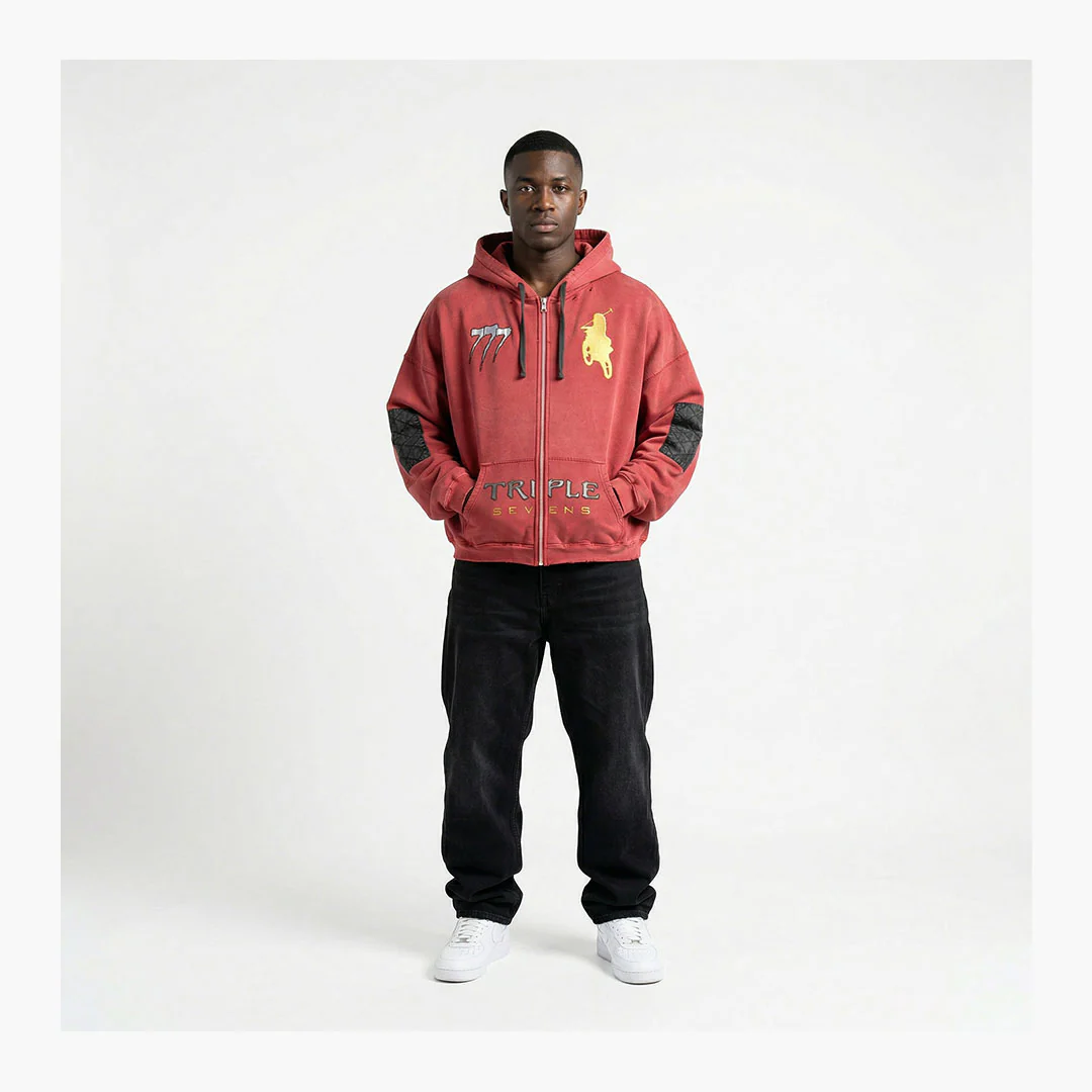 Triple Sevens Moto Complex Hoodie Red - Image 2