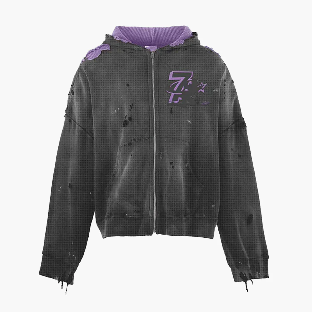 Triple Sevens Trap Reversible Zip Up Jacket Black Purple