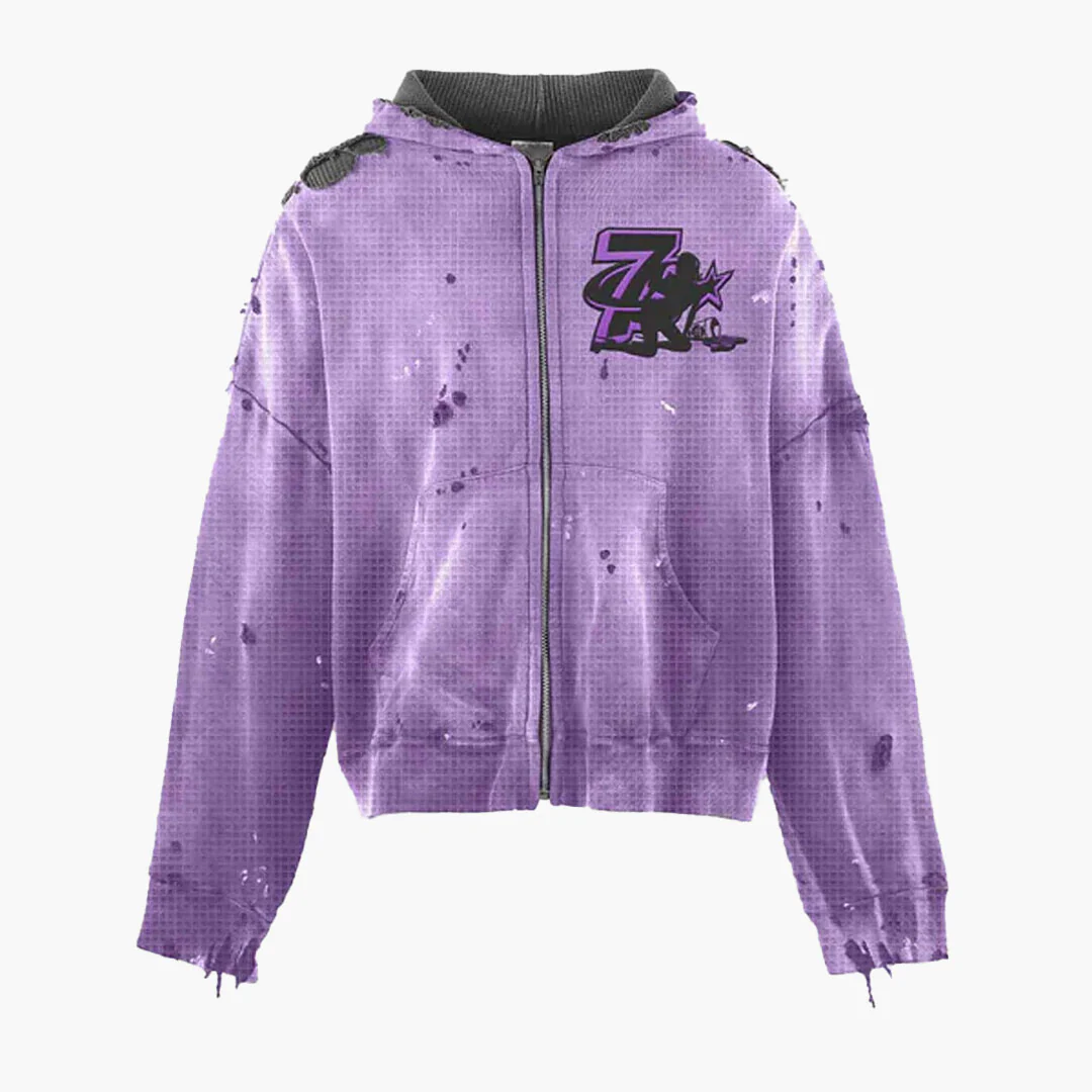 Triple Sevens Trap Reversible Zip Up Jacket Black Purple - Image 3