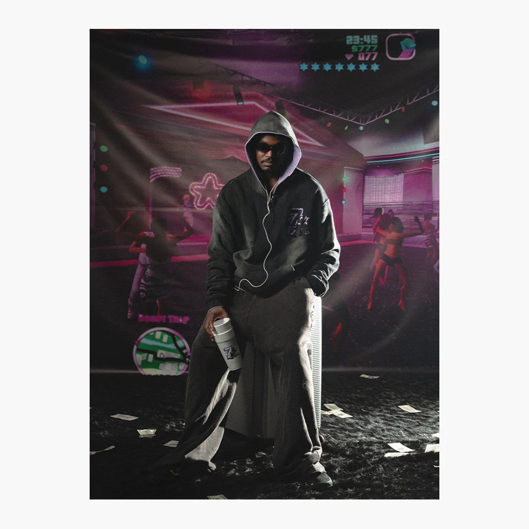 Triple Sevens Trap Reversible Zip Up Jacket Black Purple - Image 6