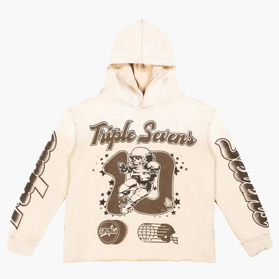 Triple Sevens Triple Seven All Star Football Hoodie Creme Brown