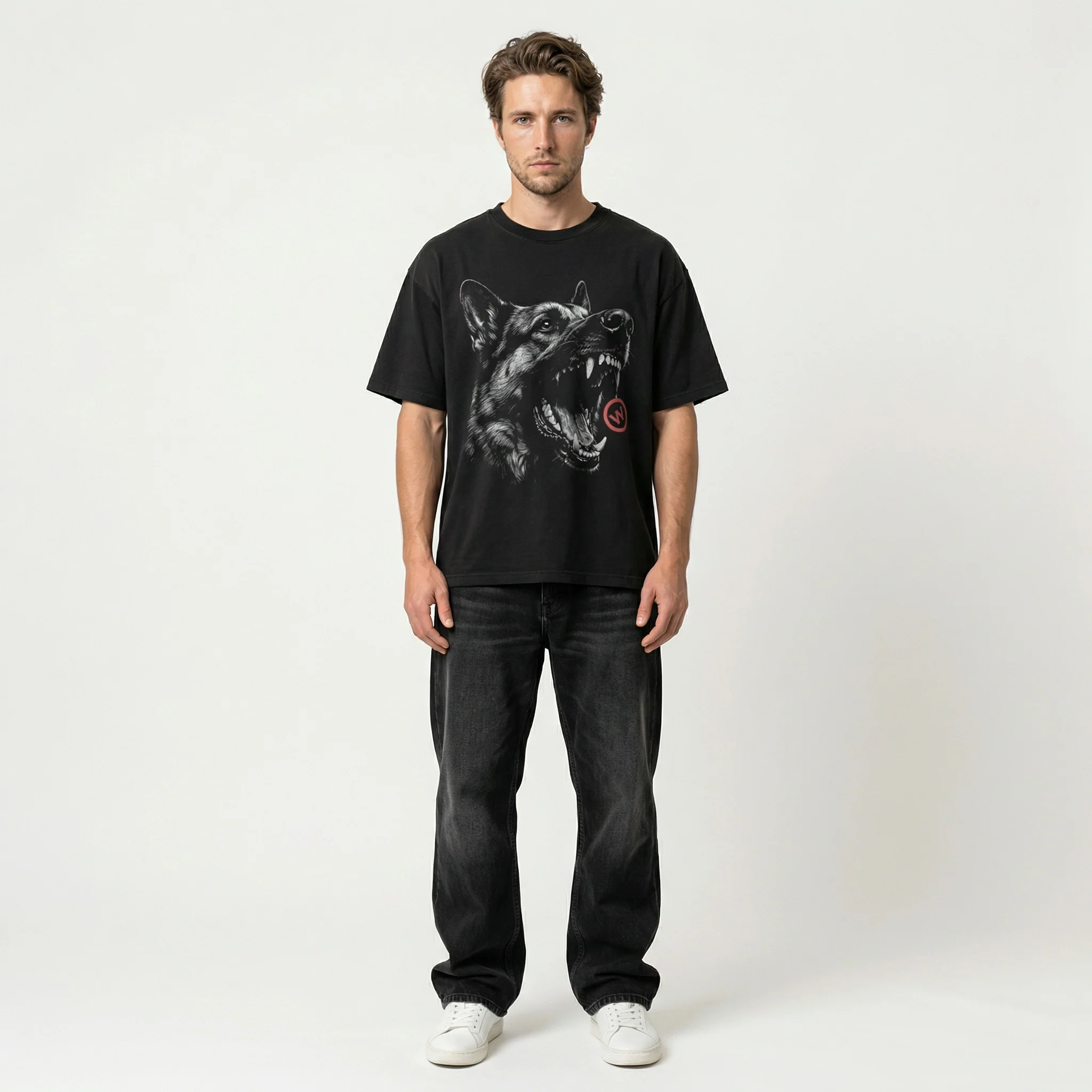 Warman Agressive Dog Graphic T-Shirt Black - Image 2