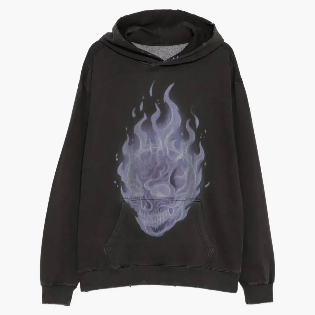 Warman Ghost Skull Graphic Hoodie Black