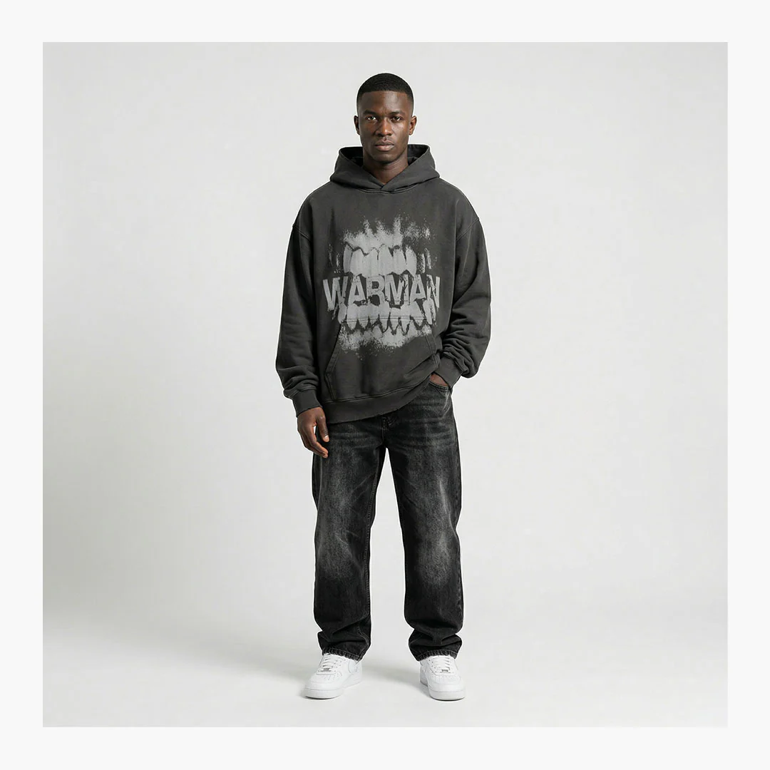 Warman Logo Teeth Graphic Hoodie Black - Image 2