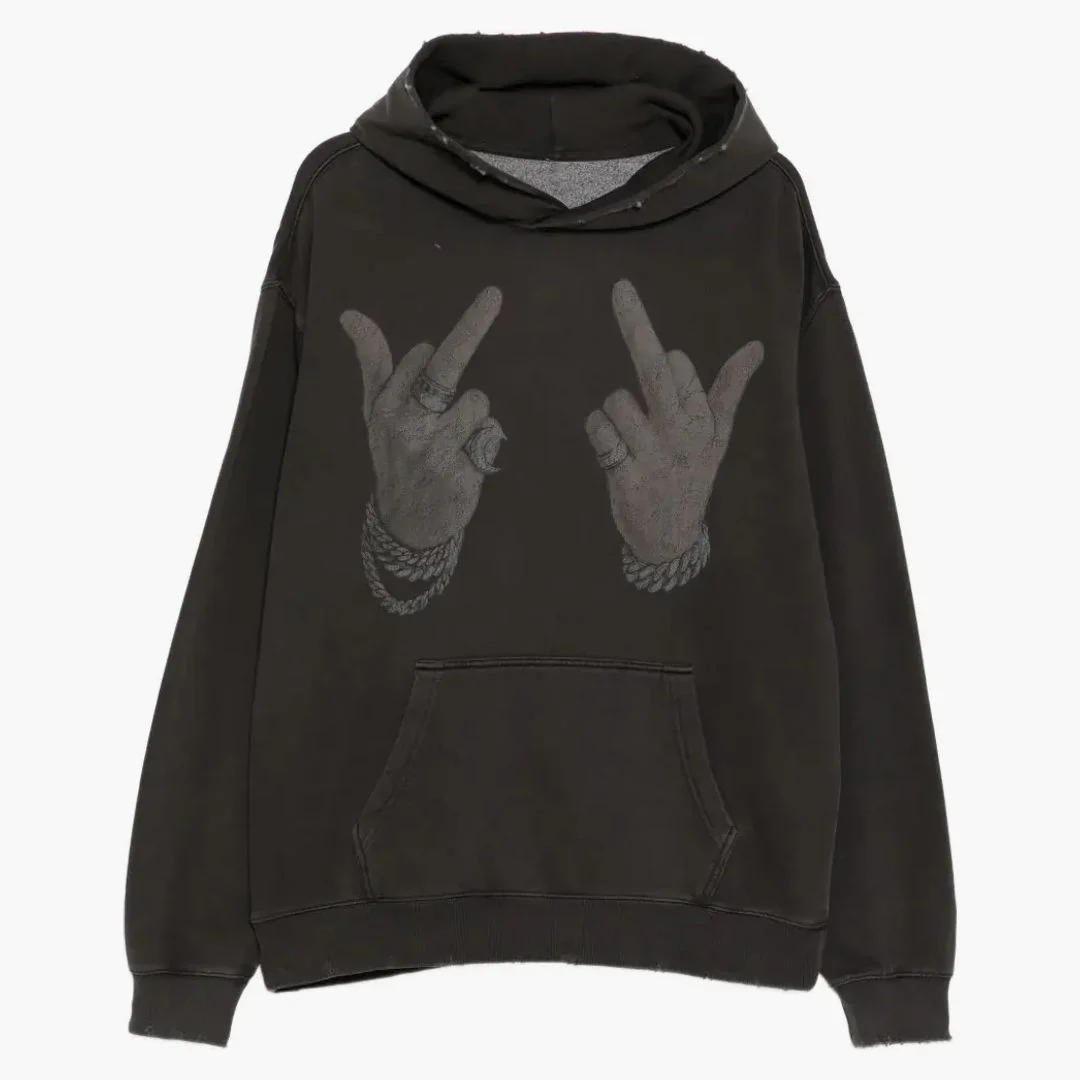 Warman Middle Finger Up Graphic Hoodie Black