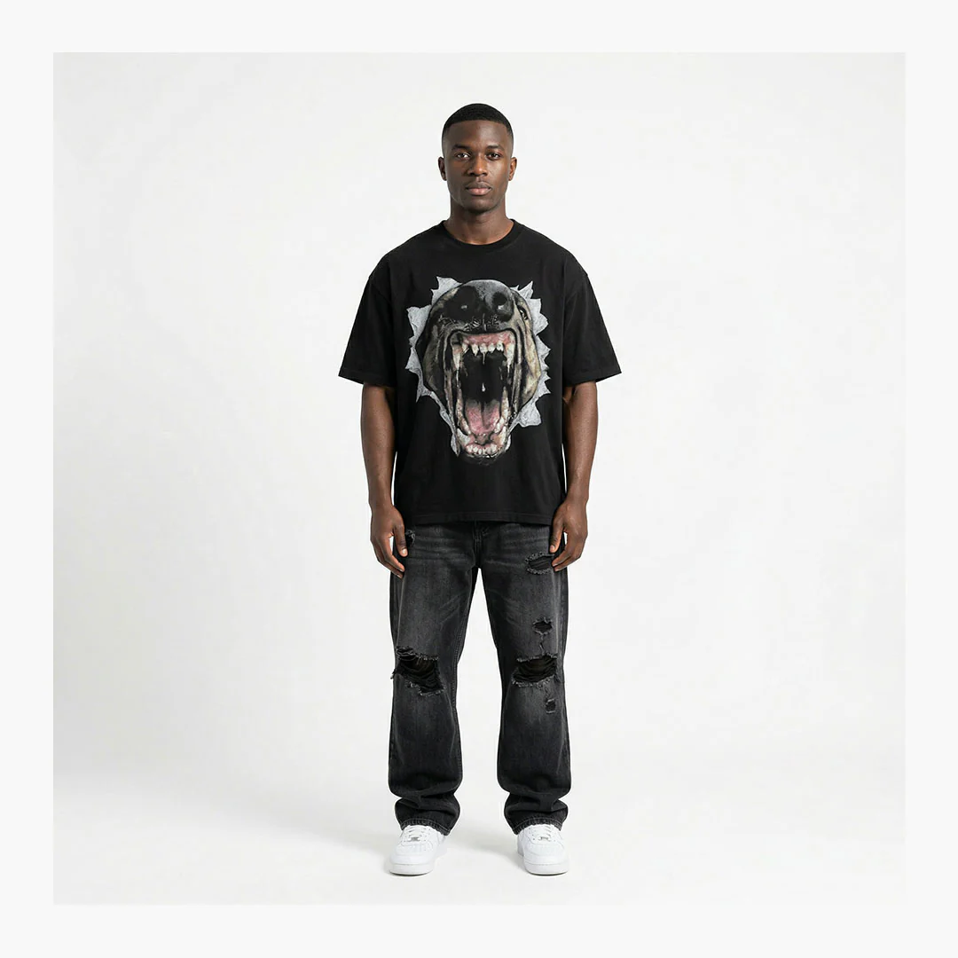 Warman Rottweiler Unleashed Dark Graphic T-Shirt Black - Image 2