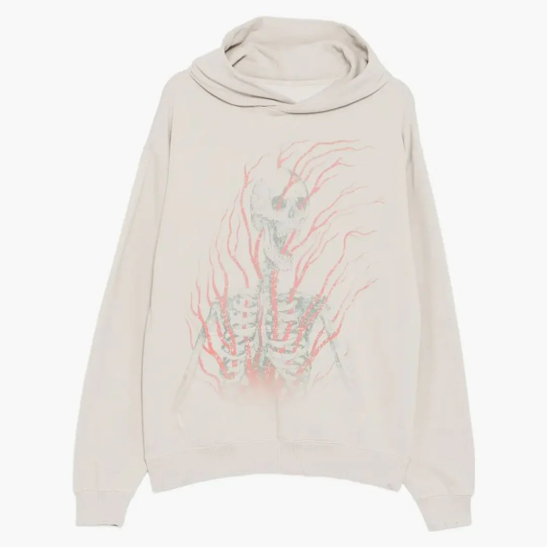 Warman Skeleton In Pain Graphic Hoodie White